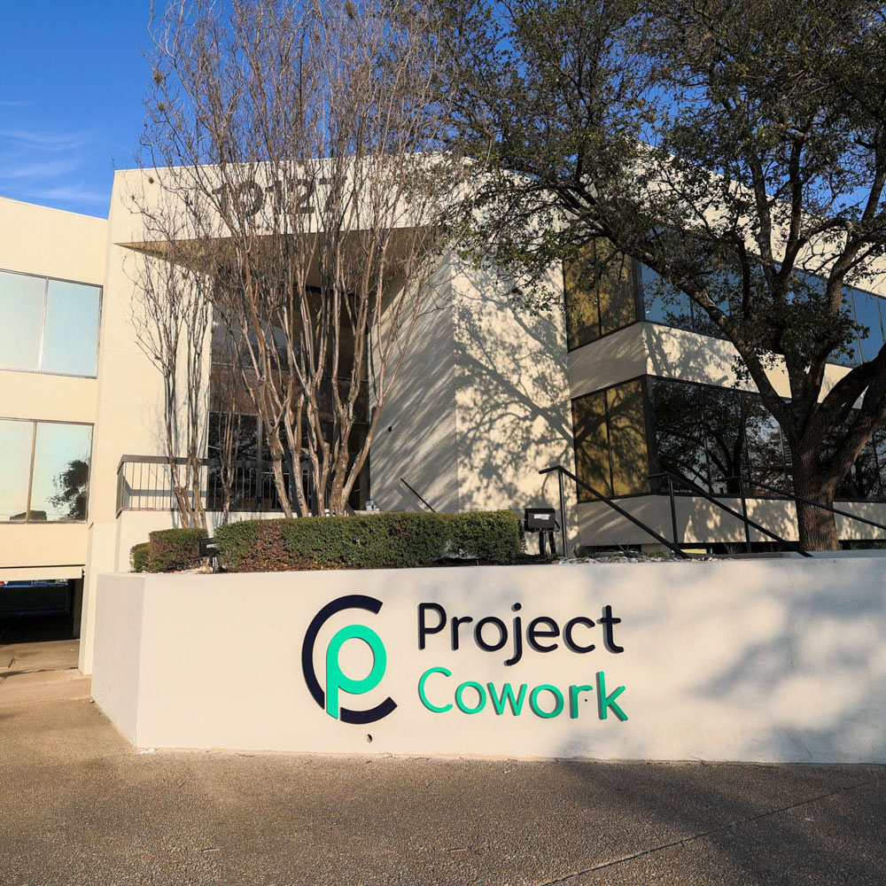 Project Cowork exterior with company logo on the front